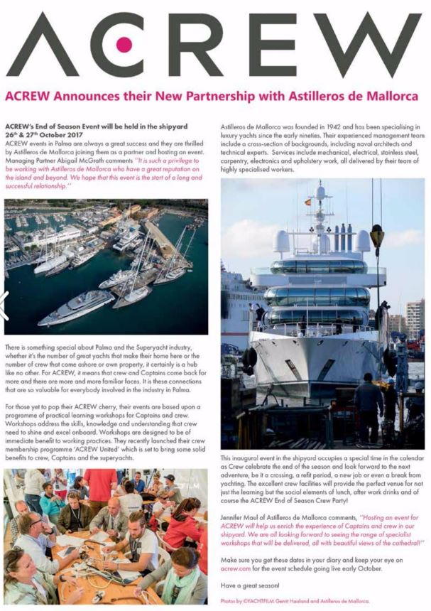 The Islander: ACREW Announces their New Partnership with Astilleros de Mallorca P.46