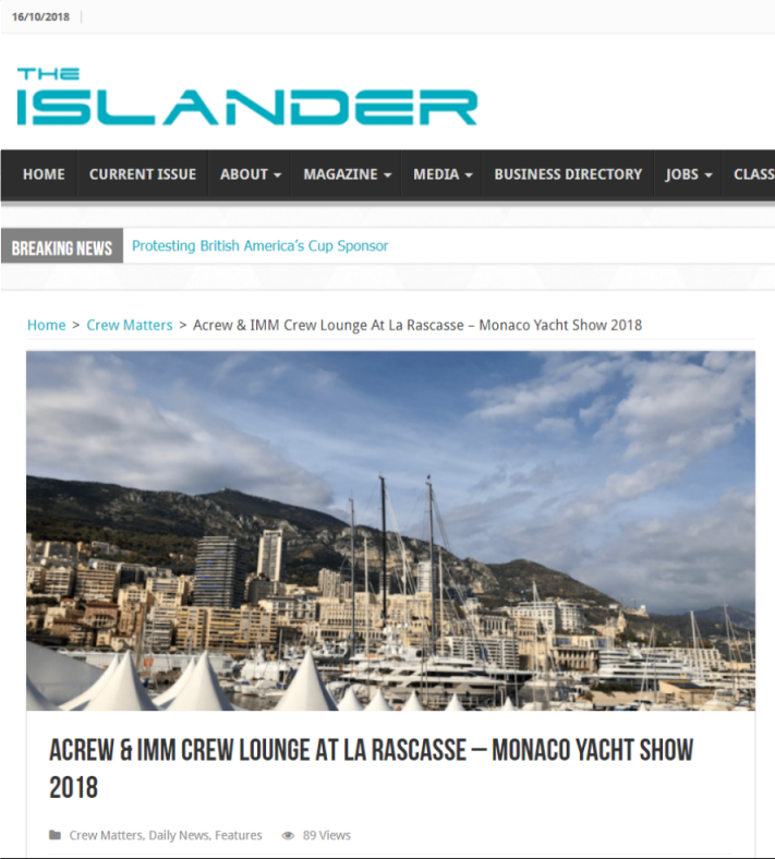 ACREW & IMM Crew Lounge At La Rascasse – Monaco Yacht Show 2018