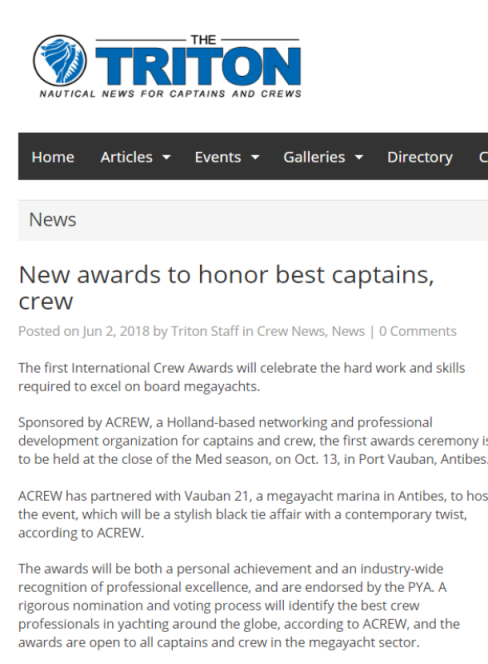 The Triton – New awards to honor best captains, crew