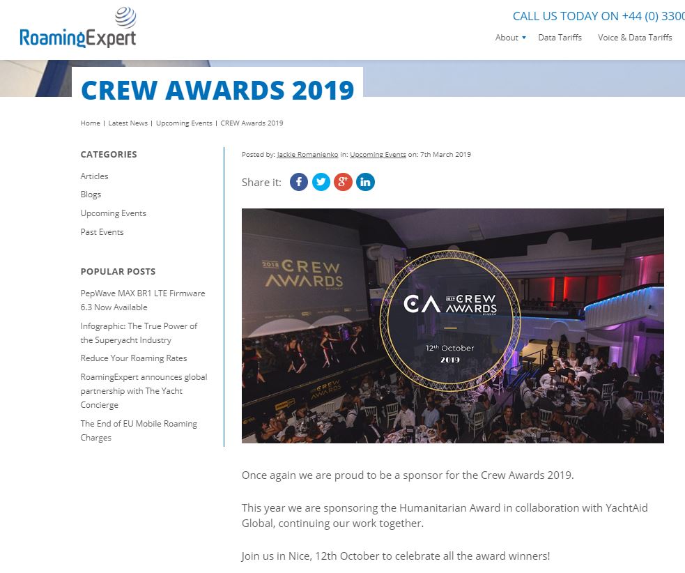 Crew Awards 2019